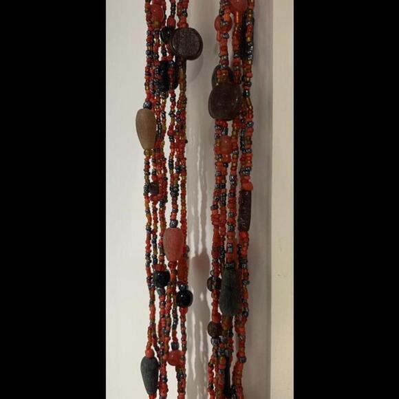 Coral Seed Bead 4 Multi Strand Necklace 14” Inch - Picture 6 of 7